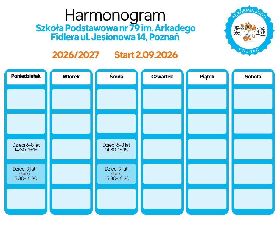 Szkoła Podstawowa nr 79 Poznań - grafik akademia judo
